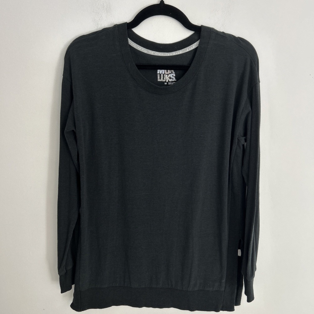 Muk Luks Men's M Long Sleeve Charcoal Gray Relaxed Fit Pull Over Crewneck
